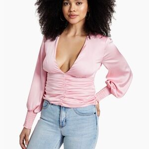 🚨Final Sale🚨 NWT Bar lll Pink Long Sleeve Top Blouse size 14